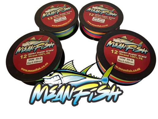 300m Meanfish x12 strand Premium Fishing Braid - Multicolour