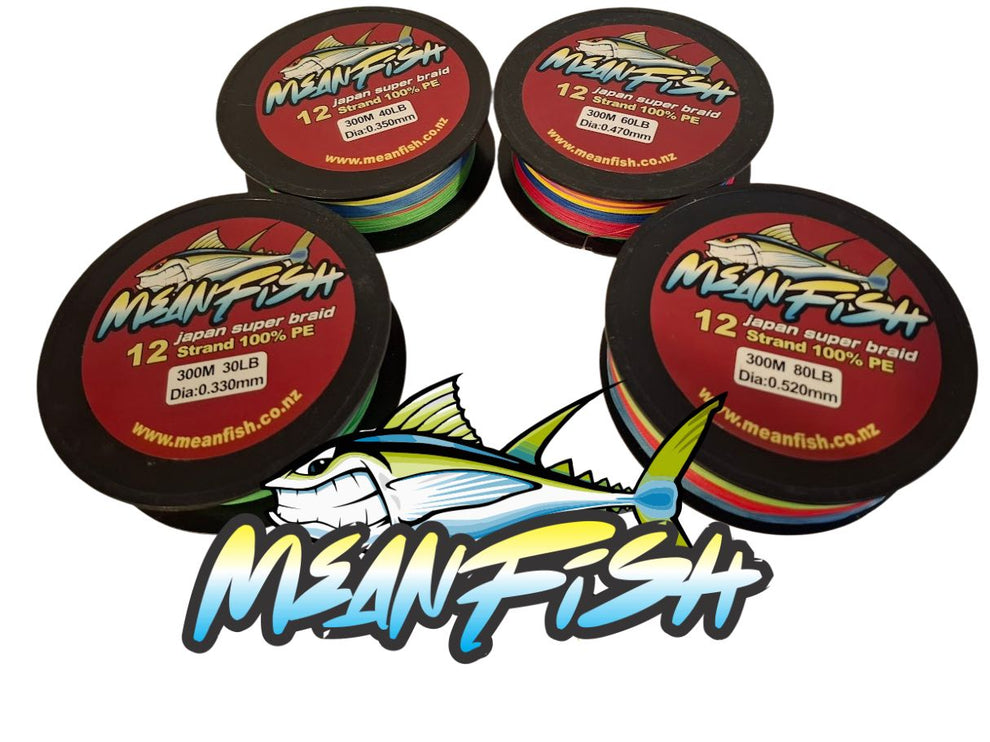 300m Meanfish x12 strand Premium Fishing Braid - Multicolour