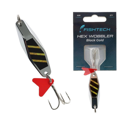Fishtech Hex Wobbler Lure Black/Gold Flash