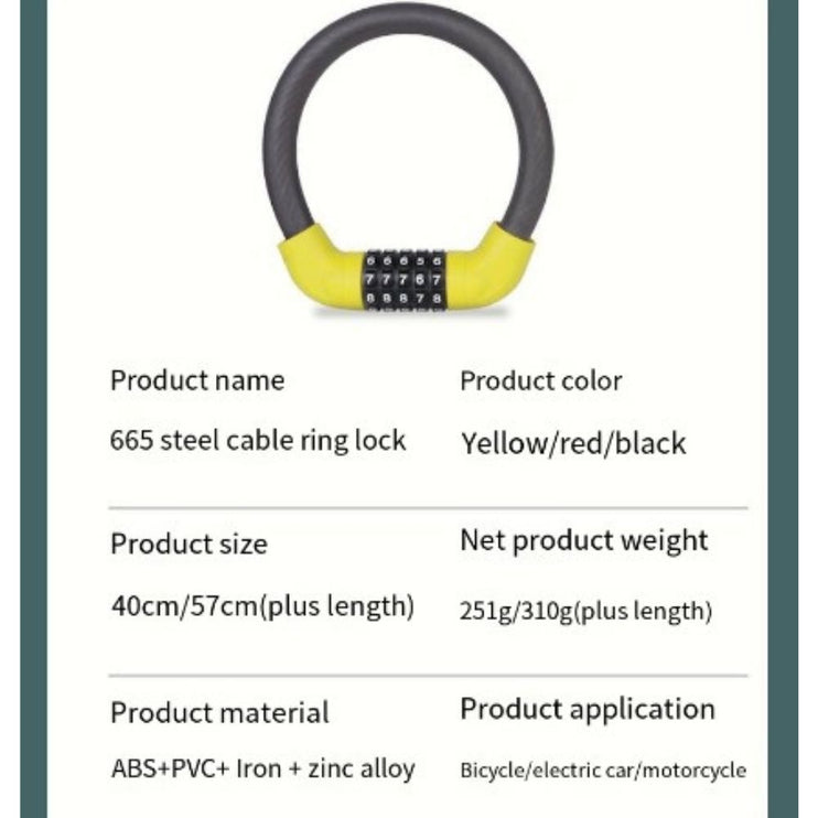 Steel Cable Ring Bike Lock