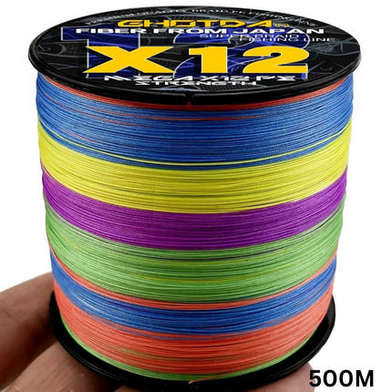 12 Strand  x 500m Fishing Braid Multicolour  77LB