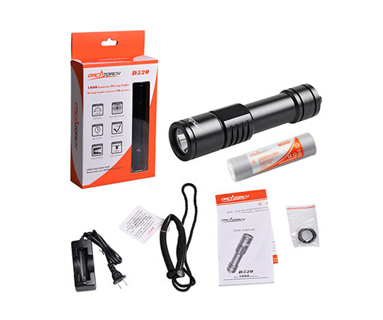 OrcaTorch D520 – 1000 Lumen Dive Torch – RED