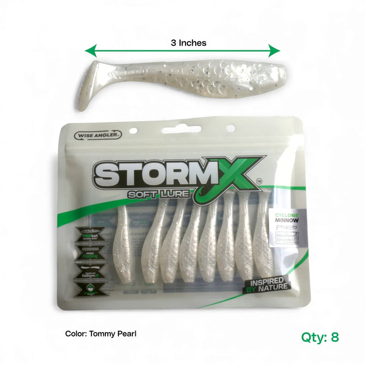 StormX™ Cyclone Minnow 3" Soft Lure — Tommy Pearl