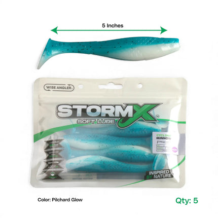 StormX™ Cyclone Minnow 5" Soft Lure — Pilchard Glow UV