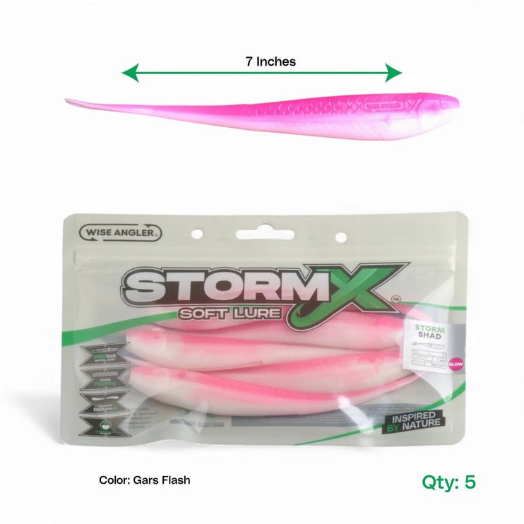 StormX™ Storm Shad 7" Soft Lure — Gars Flash - Glow UV