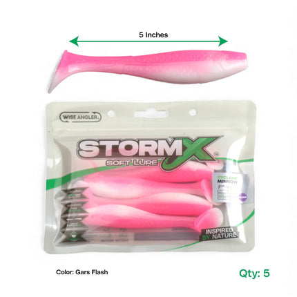 StormX™ Cyclone Minnow 5" Soft Lure — Gars Flash - Glow UV
