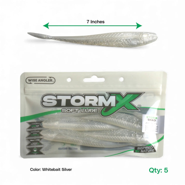 StormX™ Storm Shad 7" Soft Lure — Whitebait Silver