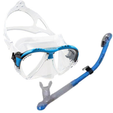 Cressi Adult Matrix with Dry top Snorkel – Clear/Blue