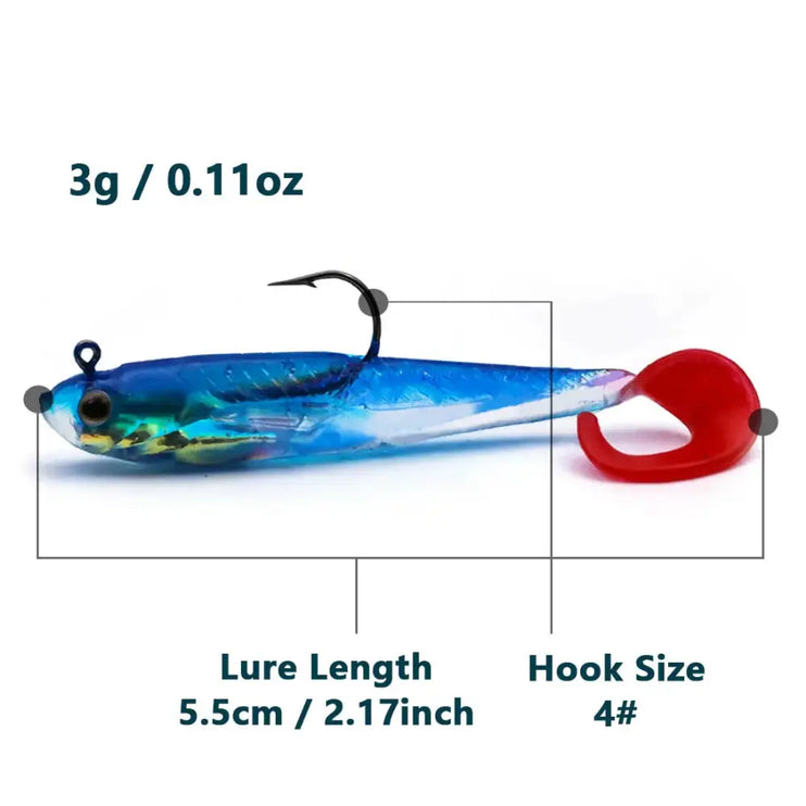 Soft Fishing Lures with Lead Head Jigs – Bass & Trout (Several quantities and colours available)