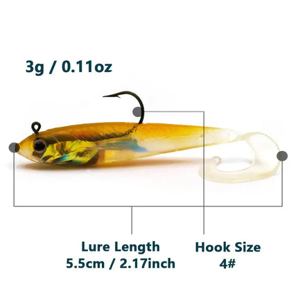 Soft Fishing Lures with Lead Head Jigs – Bass & Trout (Several quantities and colours available)
