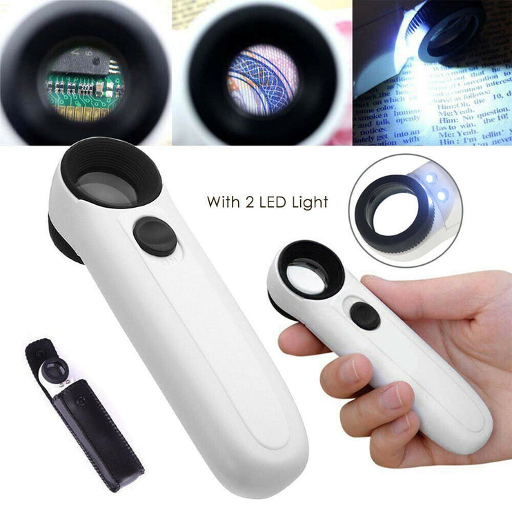40X Magnifier Glass Jeweler Eye with 2 LED Lights